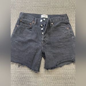 agolde black denim shorts; size 27
